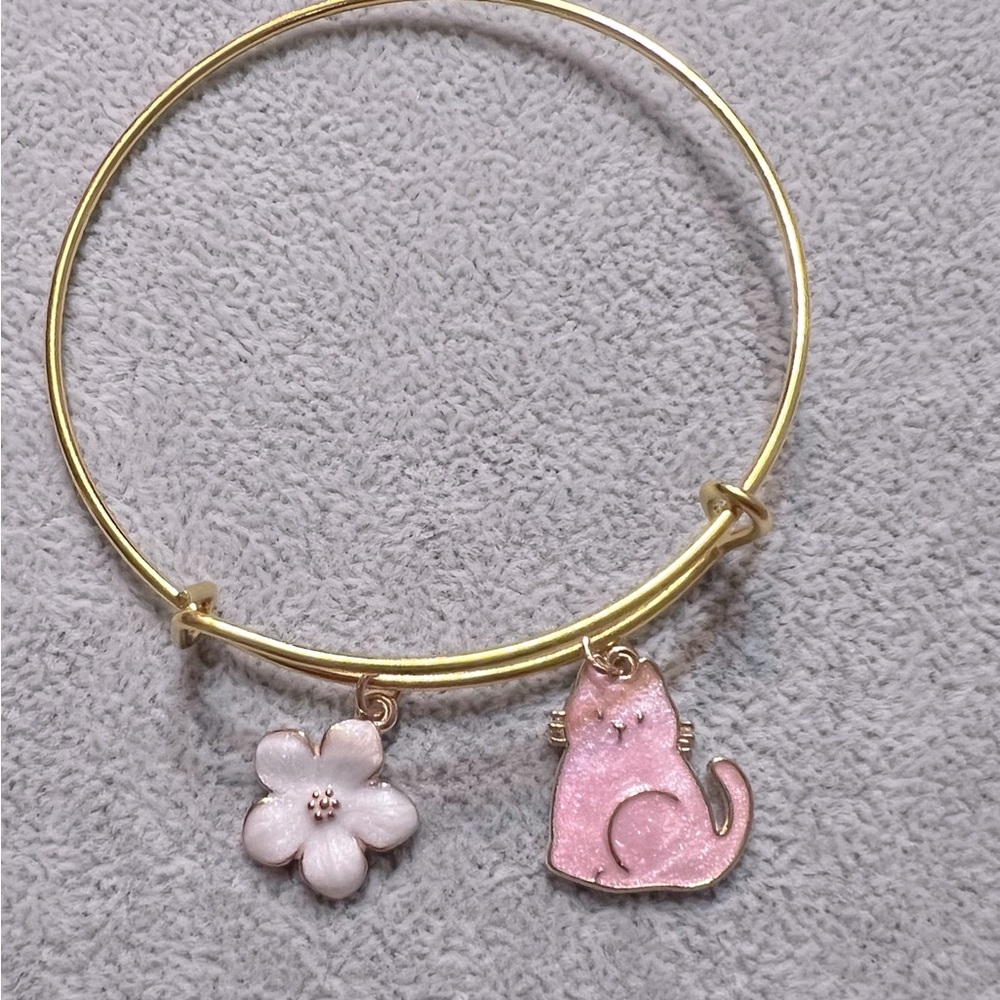 Custom made bangle bracelet with cute charms